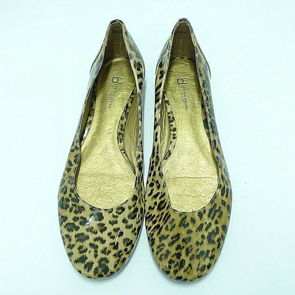 Boston Design Women 9 Vinyl Leopard Print Brown Flats Slippers - Picture 2 of 8